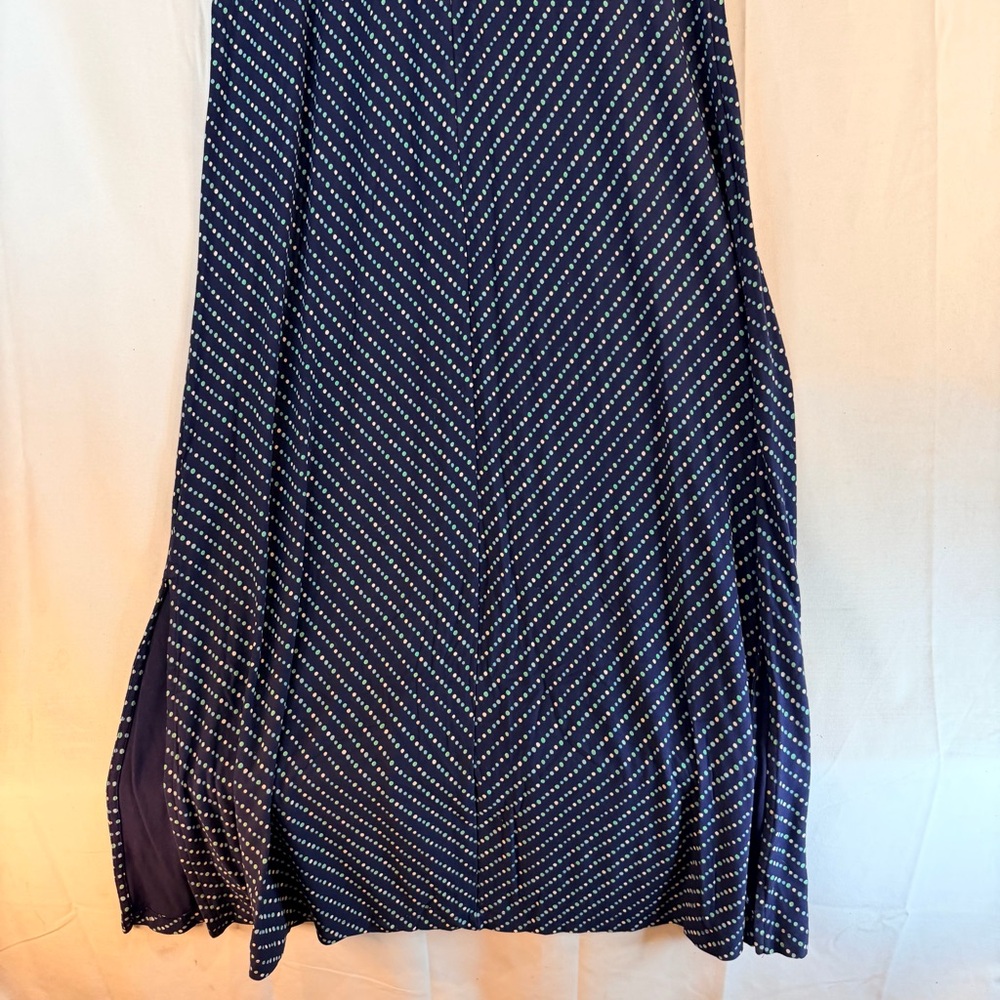 LANDS’ END Women’s Size XL Dress Maxi Length Polka Dot Stretch Side Slits - Picture 13 of 16